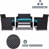 4 Pieces Patio Furniture Set,Porch Conversation Set for Garden, Outdoor PE Rattan Wicker Chairs with Cushion,Sectional Loveseat for Poolside or Backya