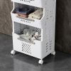 4-Tier Rolling Storage Cart with Wheels, Large Capacity Kitchen Cart, Mobile Utility Cart with with Push Handle and Baskets, Bathroom, Laundry Room