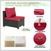 Patio Furniture Set Red,7 Pieces Outdoor Wicker Furniture Set Patio Rattan Sectional Conversation Sofa Set with Ottoman and Glass Top Table Returns ar