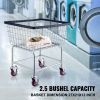 VEVOR Wire Laundry Cart, 2.5 Bushel Wire Laundry Basket with Wheels, 21''x27''x27.5'' Commercial Wire Laundry Basket Cart, Steel Frame with Chrome Fin