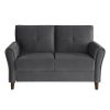 Modern Living Room Sofa Set 2pcs Comfort Sofa Loveseat Plush Seatbacks Tufted Detail Gray Velvet Upholstery Solid Wood Frame Furniture