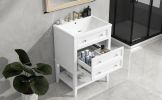 24" Bathroom Vanity With Sink, Bathroom Storage Cabinet with Drawer and Open Shelf, Solid Wood Frame