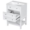 24" Bathroom Vanity With Sink, Bathroom Storage Cabinet with Drawer and Open Shelf, Solid Wood Frame