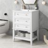 24" Bathroom Vanity With Sink, Bathroom Storage Cabinet with Drawer and Open Shelf, Solid Wood Frame