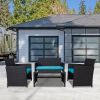 4 Pieces Patio Furniture Set,Porch Conversation Set for Garden, Outdoor PE Rattan Wicker Chairs with Cushion,Sectional Loveseat for Poolside or Backya