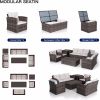 Patio Furniture Set, 6-Piece Patio Furniture Sets Outdoor Wicker Conversation Sets All Weather PE Rattan Sectional Sofa Set with Cushions & Desktop St