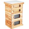 VEVOR Bee Hive 40 Frame Bee Hives Starter Kit, Beeswax Coated Cedar Wood, 2 Deep + 2 Medium Bee Boxes Langstroth Beehive Kit, Transparent Acrylic Wind