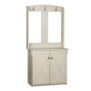 HALL TREE & CABINET "Vintage Antique White Hall Tree with Spacious Storage ‚Äì Elegant Entryway Furniture with Robust Metal Hooks"