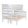 Wood Twin over Full Bunk Bed with Ladder, White