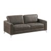 Brownish Gray Polished Microfiber Upholstery Elegant Modern Style Sofa 1pc Solid Wood Living Room Furniture Silver Finish Metal Legs