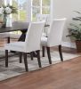 Modern Bone White Fabric 2pc Side Chairs Tufted Back Upholstered Back Rustic Espresso Wooden Legs Dining Room