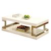 Contemporary Style White 1pc Coffee Table Bottom Shelf High Gloss Lacquer Coating Chrome Frame Accents Living Room Furniture