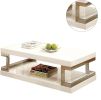 Contemporary Style White 1pc Coffee Table Bottom Shelf High Gloss Lacquer Coating Chrome Frame Accents Living Room Furniture