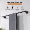 Bathroom Hardware Set;  Matte Black Stainless Steel Bathroom Hardware Set;  Including 16" Hand Towel Bar;  Toilet Paper Holder;  Robe Towel Hooks;  Ro