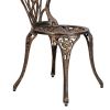 European Style Cast Aluminum Outdoor 3 Piece Tulip Bistro Set of Table and Chairs Bronze