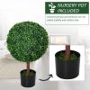 23.5" Artificial Boxwood Topiary Ball Tree, Fake Decorative Plant, Nursery Pot Included for Home, Balcony, Backyard and Garden