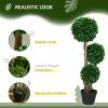 HOMCOM 3ft/35.5" Artificial 3 Ball Boxwood Topiary Tree with Pot, Indoor Outdoor Fake Plant for Home Office, Living Room Decor