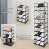 Shoe Rack 10 Tiers Narrow Shoe Organizer, Tall Shoe Rack for Entryway, Sturdy Metal Shoe Shelf for 20-25 Pairs Black