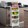 4-Tier Rolling Storage Cart with Wheels, Large Capacity Kitchen Cart, Mobile Utility Cart with with Push Handle and Baskets, Bathroom, Laundry Room