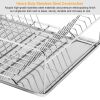 Dish Drying Rack Stainless Steel Dish Rack w/ Drainboard Cutlery Holder Kitchen Dish Organizer