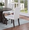 Modern Bone White Fabric 2pc Side Chairs Tufted Back Upholstered Back Rustic Espresso Wooden Legs Dining Room