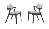 Mid-Century Modern Dining Chairs 2pcs Set Solid wood Fabric Upholstered Cushion Chair Walnut Rubberwood Unique Design