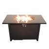 Living Source International 25'' H x 42'' W Steel Outdoor Fire Pit Table with Lid