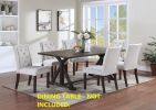 Modern Bone White Fabric 2pc Side Chairs Tufted Back Upholstered Back Rustic Espresso Wooden Legs Dining Room