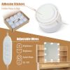 Vanity Desk Set Stool & Dressing Table with LED Lighting Mirror Drawer and Compartments Modern Wood Cosmetic Table Chest of Drawers Nature Color