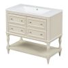 36" Bathroom Vanity Cabinet with Sink Combo Set, Undermount Resin Sink, Free Standing Vanity Set with 4 Drawers, Solid Wood Frame Bathroom Cabinet, Be