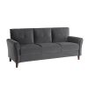 Gray Velvet Upholstery 1pc Comfort Sofa Plush Seatbacks Tufted Detail Solid Wood Frame Modern Living Room Furniture