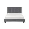 1pc Full Platform Bed Dark Gray Velvet Upholstered Adjustable Height Headboard Button Tufted Solid Wood Bedroom Furniture