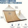 10 FT Double 2 Person Caribbean Rope Hammock, Hand Woven Polyester Hammock with Spreader Bars, 450 LBS Capacity, Tan