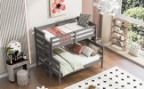 Wood Twin over Full Bunk Bed with Ladder, Gray