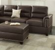 New Contemporary 3-PCS Reversible Sectional Set Living Room Furniture Espresso Faux Leather Couch Sofa Chaise Ottoman