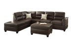 New Contemporary 3-PCS Reversible Sectional Set Living Room Furniture Espresso Faux Leather Couch Sofa Chaise Ottoman