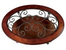 Traditional Style Brown Cherry 1pc COFFEE TABLE Open Bottom Shelf Ornate Design Glass Top Living Room Furniture