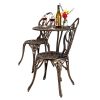 European Style Cast Aluminum Outdoor 3 Piece Tulip Bistro Set of Table and Chairs Bronze