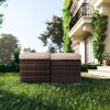 Outdoor Patio Ottomans,2 Pieces PE Rattan Wicker Ottoman Seat,Patio Furniture,Footrest Seat with Removable Cushions and Hidden Storage Space,Seat for