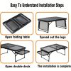 Outdoor Folding Picnic Table Grill Camping Table, 4-6 Person Portable Roll up Aluminum Table, Quick Setup in 1-5 Minutes, for Picnic, Garden, Patio, D