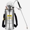 VEVOR 2Gal Stainless Steel Sprayer, Set with 20" Wand& Handle& 3FT Reinforced Hose, Hand Pump Sprayer with Pressure Gauge&Safety Valve, Adjustable Noz