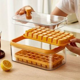 Set Of 1 101oz Ice Cube Trays, 64 Pcs Silicone Ice Cube Tray With Lid And Bin, Ice Cube Molds For Freezer, Easy Release & Save Space, 2 Trays,Scoop Fo (Color: Orange 64 Grid Ice Tray Mold)