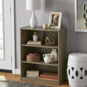 3-Shelf Bookcase with Adjustable Shelves (Color: Rustic Oak)