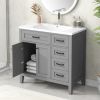 36' Bathroom Vanity with Sink Combo;  White Bathroom Cabinet with Drawers;  Solid Frame and MDF Board