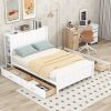 Full Size Platform Bed with Drawers and Storage Shelves