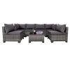 7 Pieces Furniture Set,All-Weather PE Wicker Rattan Sectional Conversation Sofa Set,Ouutdoor Low Back Sectional Sofa with Tea Table,for Garden, Backya