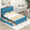 Full Size Platform Bed with Drawers and Storage Shelves