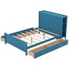 Full Size Platform Bed with Drawers and Storage Shelves