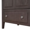 36" Bathroom Vanity with Ceramic Basin;  Bathroom Storage Cabinet with Two Doors and Drawers;  Solid Frame;  Metal Handles