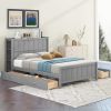 Full Size Platform Bed with Drawers and Storage Shelves